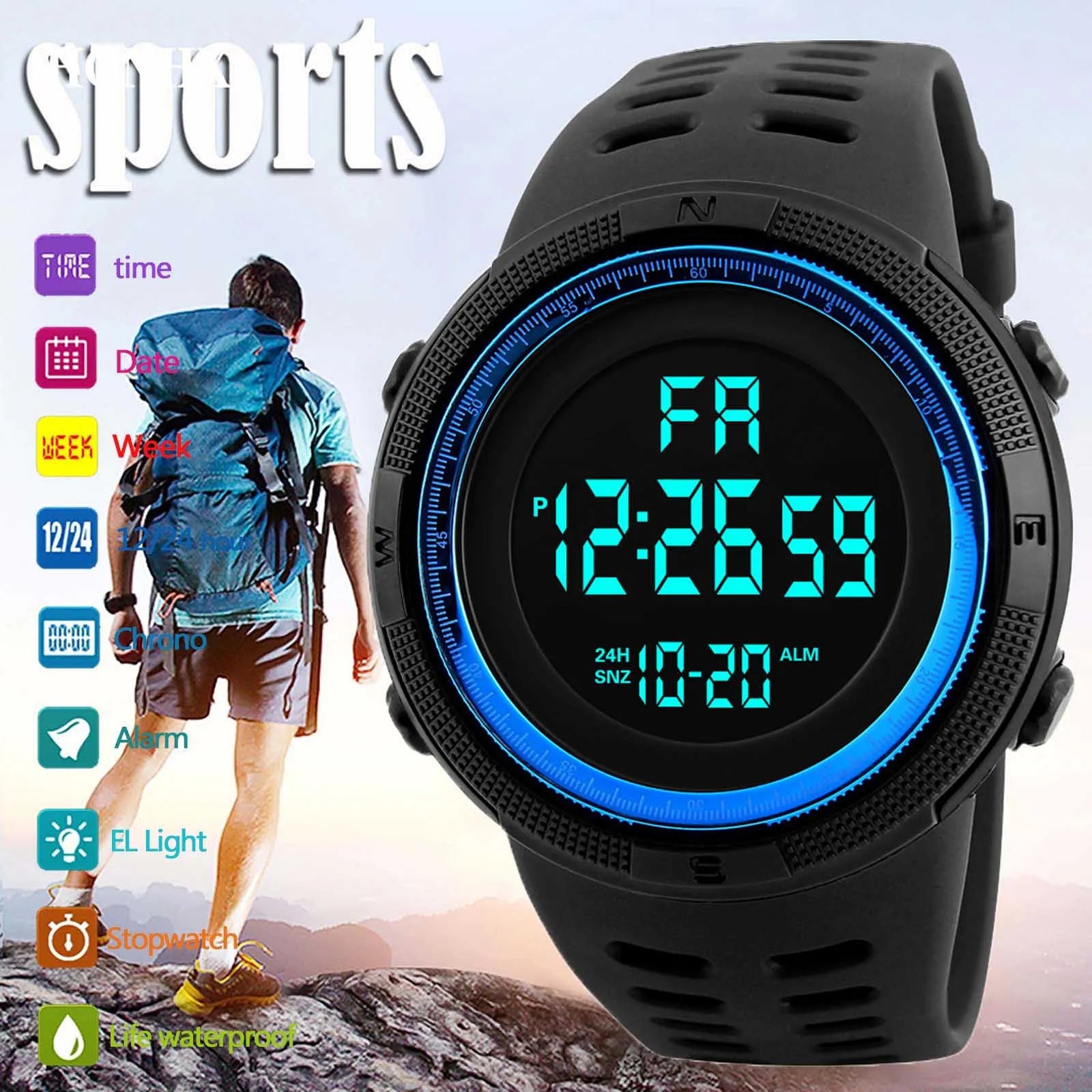 Men's Digital Watch Military Sports Waterproof