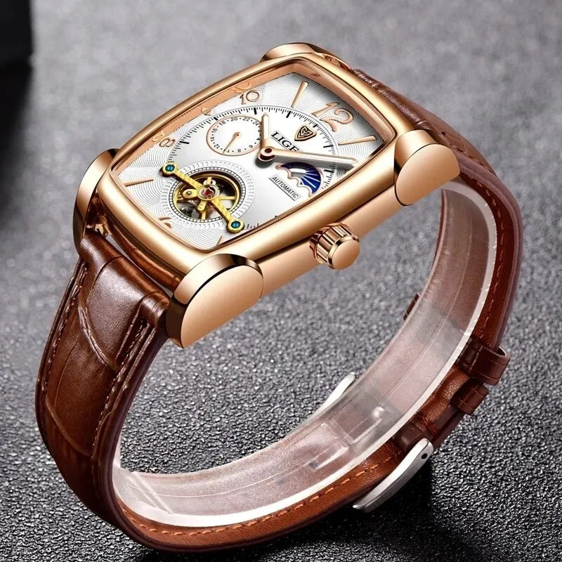 2024 LIGE New Men Watch Automatic Mechanical Watch for Men Business