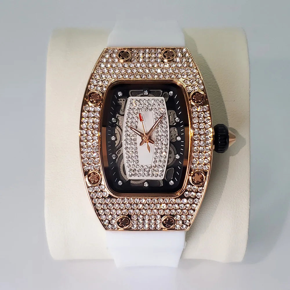 Luxury Diamond Watch For Women Elegant Tonneau Original Design Watches