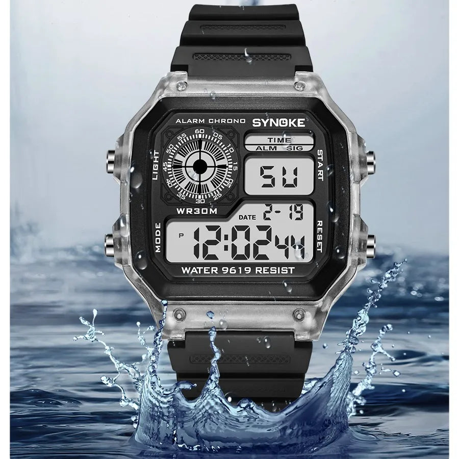 Luminous sports digital watch, waterproof.