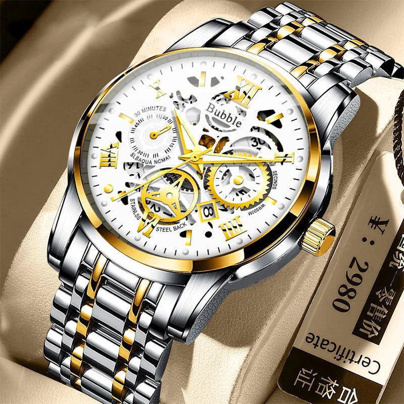 Men's Light Luxury Watch Brand Quartz Hollow Large