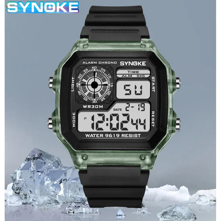 Luminous sports digital watch, waterproof.