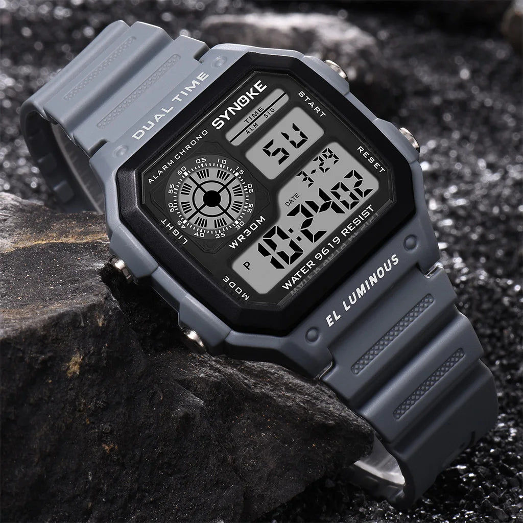 Luminous sports digital watch, waterproof.