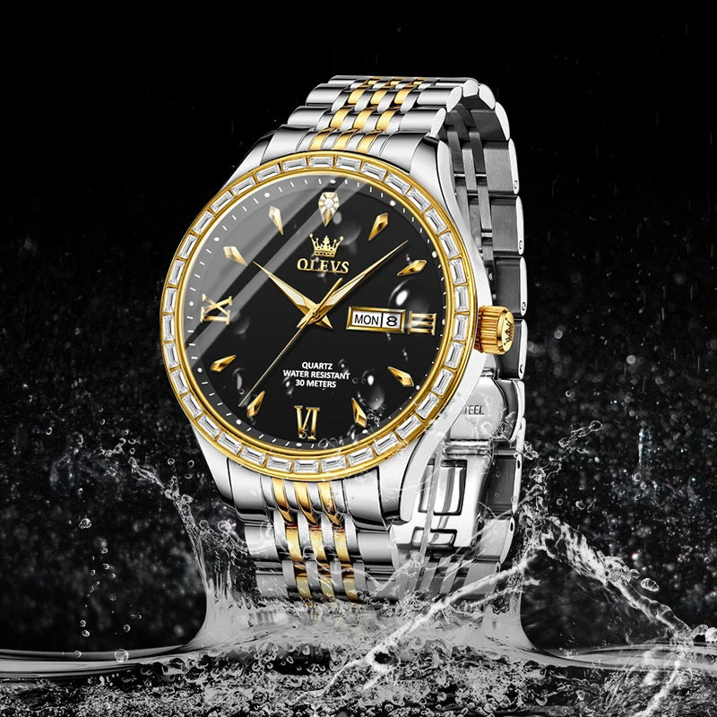 Original Fashion Men's Watches Diamond Dial Waterproof Luminous Quartz