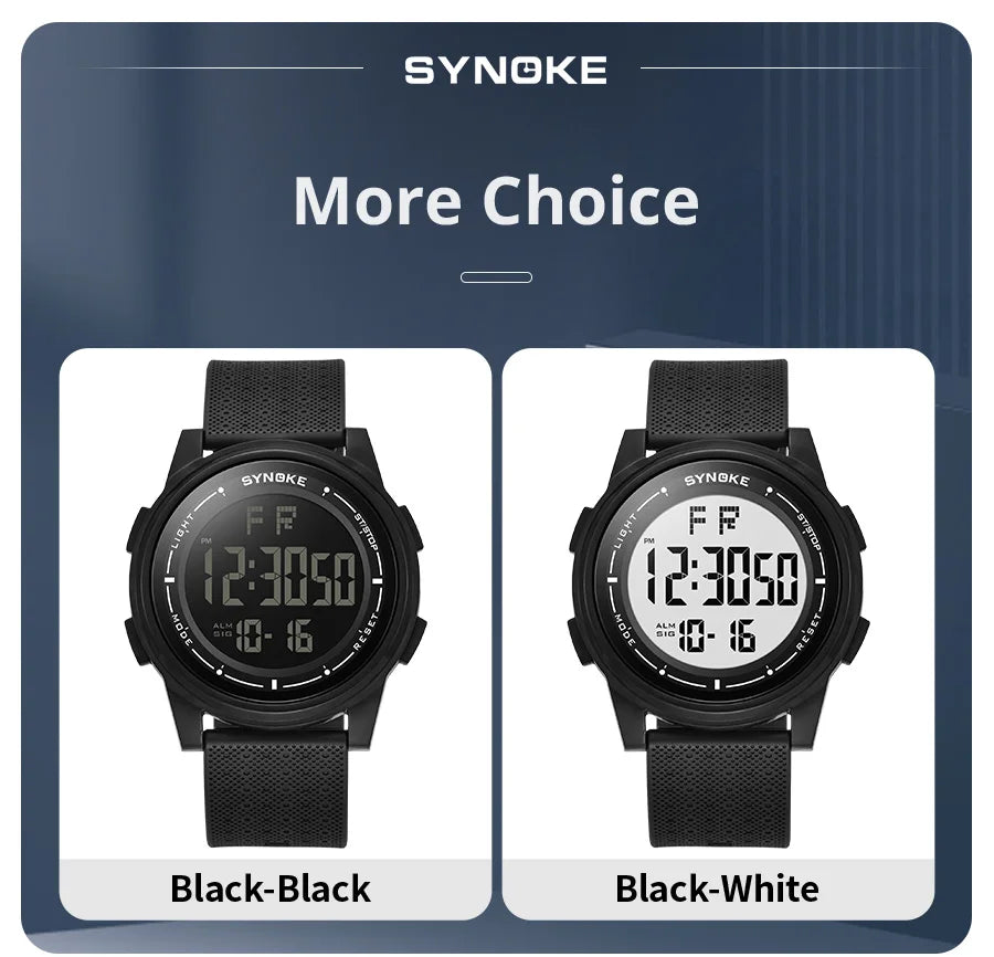 SYNOKE Men's Watch, Waterproof, Large LED Display.